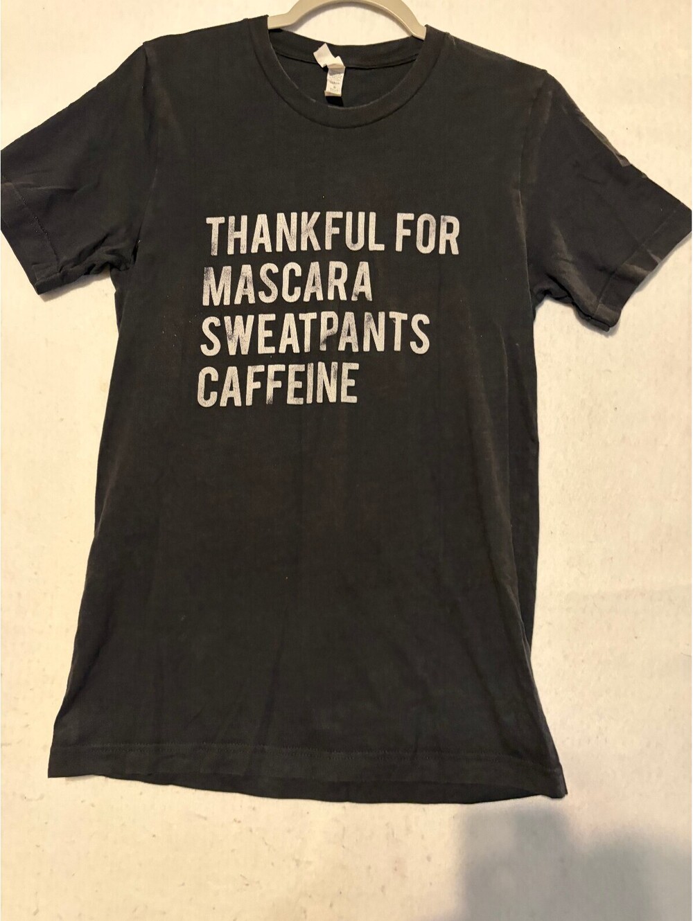 Bella Canvas Black Graphic T-Shirt Size P with Thankful Print